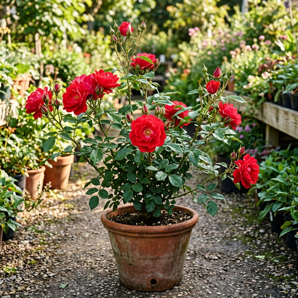 Lush Desi Red Rose Plant nursery specimen