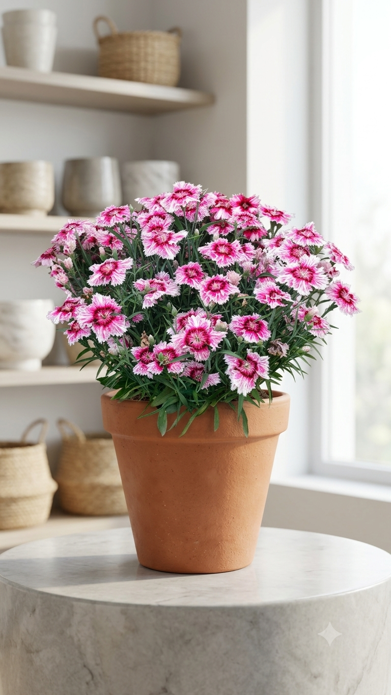 China Pink Dianthus mature flowering appearance