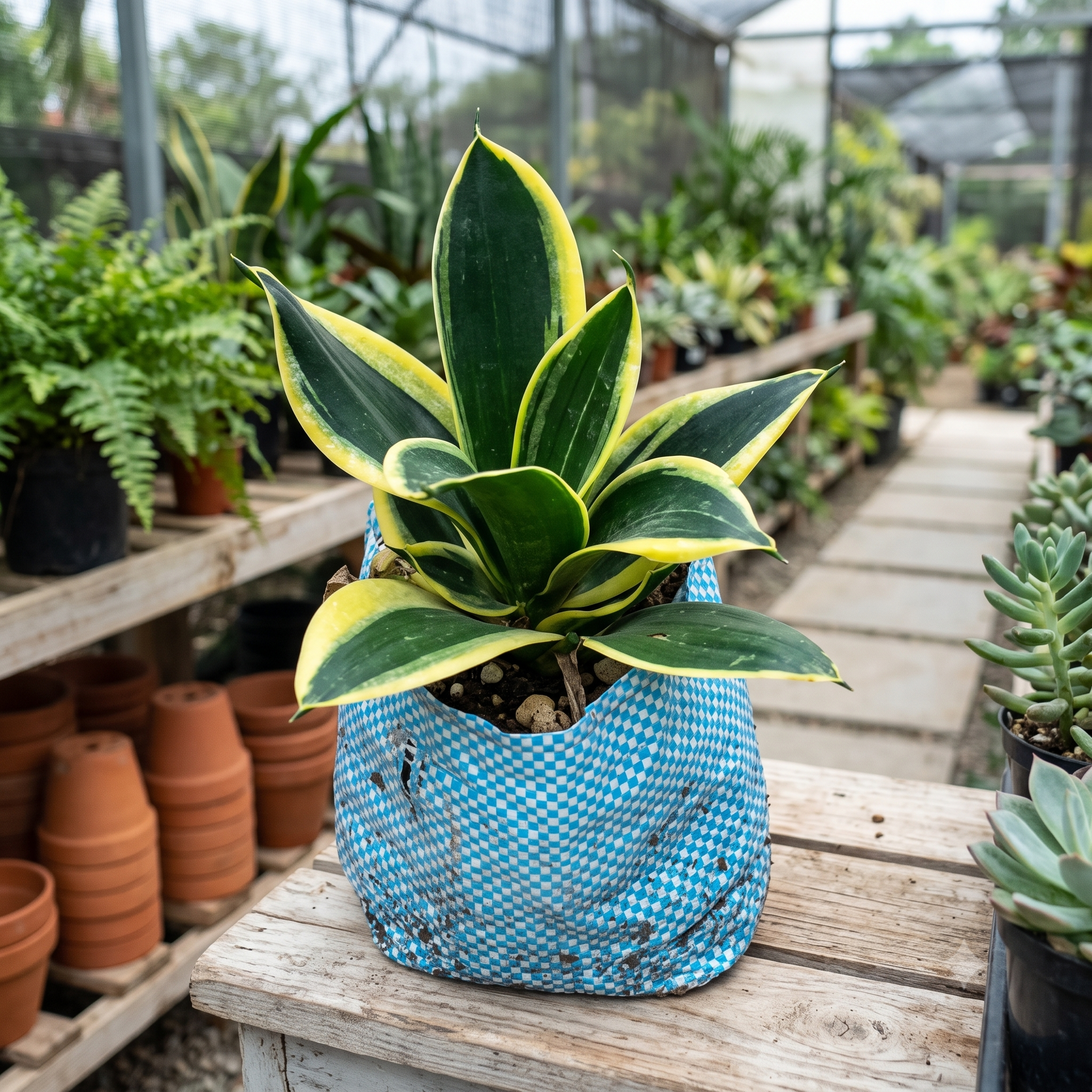 Golden Hahnii Dwarf Snake Plant live nursery specimen