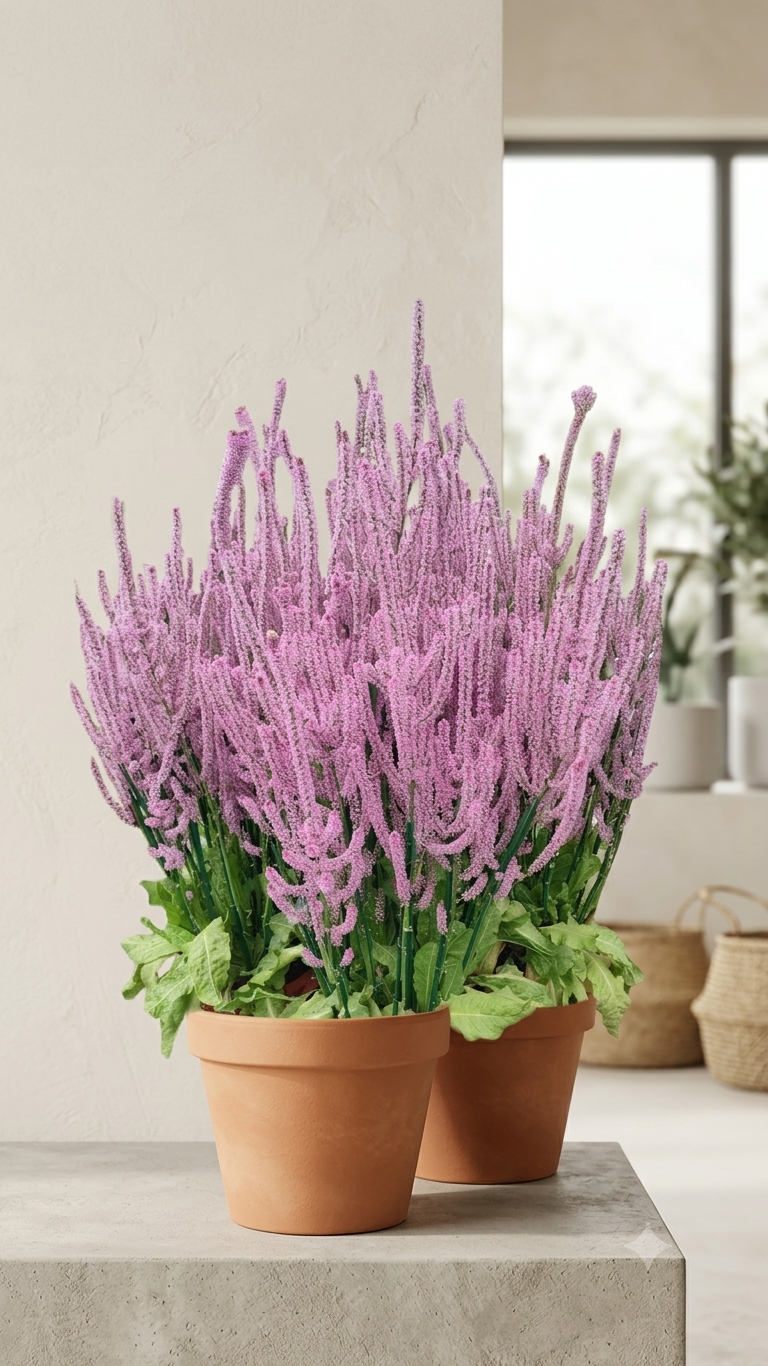 Lilac Heather (Calluna) mature flowering appearance
