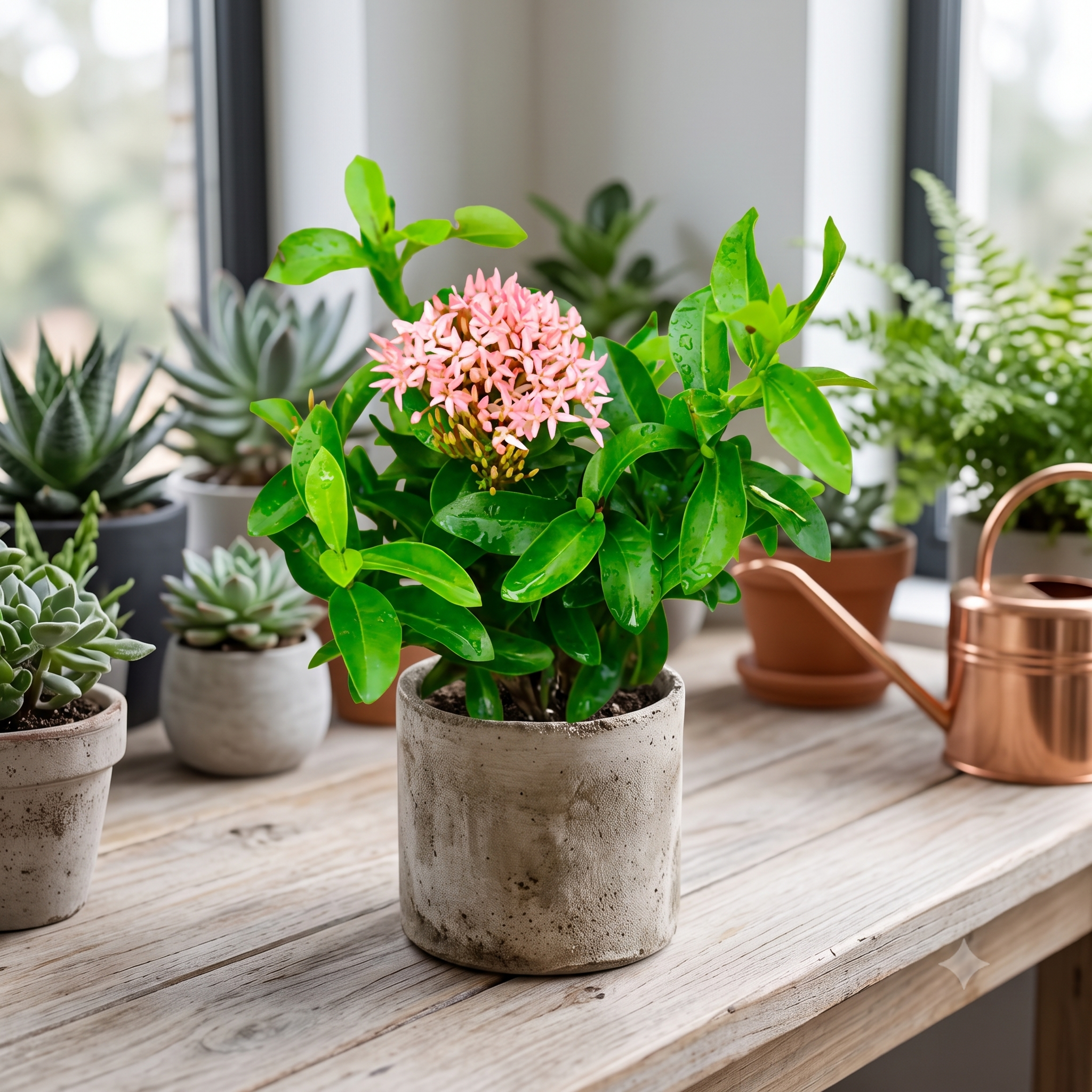 Pink Ixora Flowering Shrub (Ixora chinensis) live nursery specimen