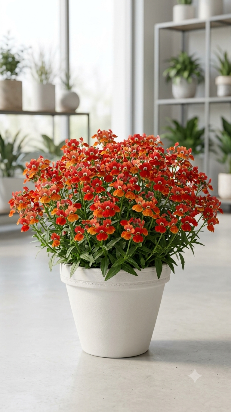Scarlet Orange Nemesia mature flowering appearance